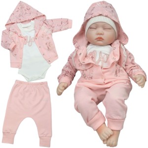  Komplet niemowlęcy 3 częściowy dla dziewczynki 62/74 cm - Różowy Love