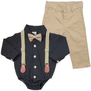 Elegancki komplet niemowlęcy 68/92 cm - Czarne kropki