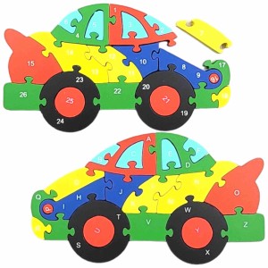 EDUKACYJNE PUZZLE DREWNIANE LITERKI I CYFERKI WYŚCIGÓWKA 