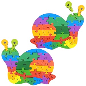 EDUKACYJNE PUZZLE DREWNIANE LITERKI I CYFERKI ŚLIMAK