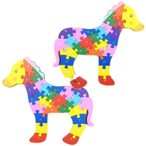 EDUKACYJNE PUZZLE DREWNIANE LITERKI I CYFERKI ZEBRA