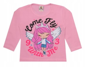 BLUZECZKA BAWEŁNIANA Z DŁUGIM RĘKAWEM RÓŻOWA - ANIOŁEK