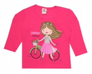 BLUZECZKA BAWEŁNIANA Z DŁUGIM RĘKAWEM RÓŻOWA - DZIEWCZYNKA