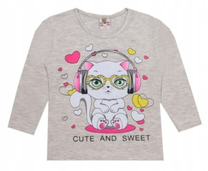  BLUZECZKA BAWEŁNIANA Z DŁUGIM RĘKAWEM KOTEK