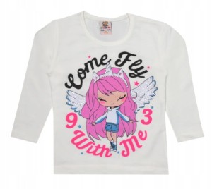 Bluzeczka dziecięca z długim rękawem biała - Aniołek