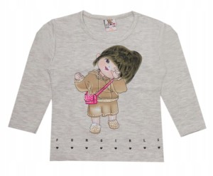  Bluzeczka dziecięca z długim rękawem beżowa - Dziewczynka 