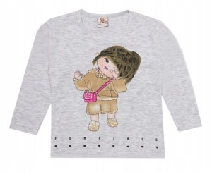 Bluzeczka dziecięca z długim rękawem szara - Dziewczynka