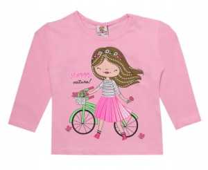  Bluzeczka dziecięca z długim rękawem różowa - Dziewczynka