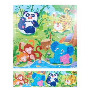 PUZZLE DREWNIANE 4 UKŁADANKI 64 EL - SAFARI
