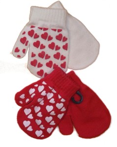 Rękawiczki niemowlęce dla dziewczynki - serduszka