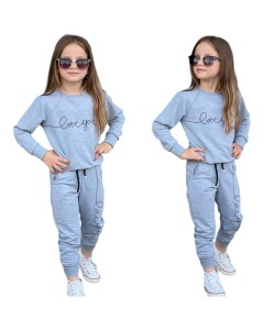 DRESIK DLA DZIEWCZYNKI Z NAPISRM LOVE YOU - SZARY