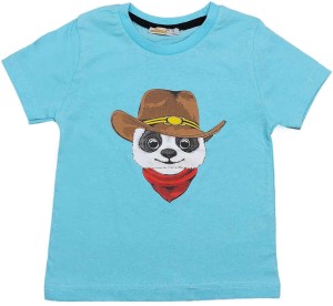 KOSZULKA DZIEWCZĘCA KRÓTKI RĘKAW  NIEBIESKA - PANDA 