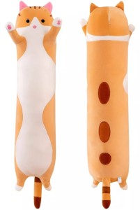 MASKOTKA DŁUGI KOT PODUSZKA 90 CM - BEŻOWY