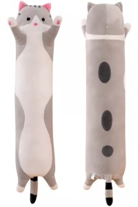 MASKOTKA DŁUGI KOT PODUSZKA 70 CM - SZARY