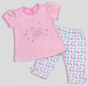 KOMPLET DZIEWCZĘCY KOSZULKA + LEGGINSY - MOTYLEK 