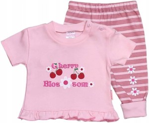 KOMPLET NIEMOWLĘCY KOSZULKA SPODENKI - WISIENKI