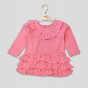 SUKIENKA DZIEWCZĘCA Z FALBANKĄ - RÓŻOWA