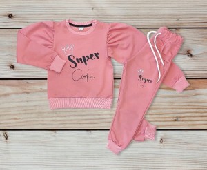  Dres dziewczęcy 104/128 cm pudrowy róż - Super Córka