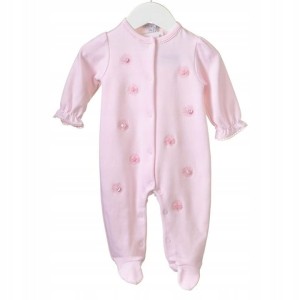 Pajac niemowlęcy ozdobiony - różowy 