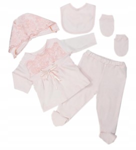 Komplet na chrzest dla dziewczynki 56/62 cm - różowy 