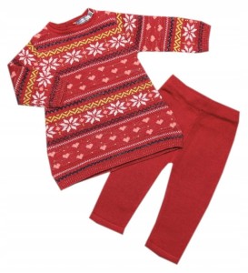 Komplet niemowlęcy dzianinowy spodenki + bluza