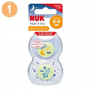 Smoczek NUK night-day sylikonowy 2 szt - 0/6 m 