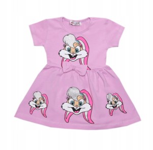 Sukienka dziewczęca krótki rękaw 80/92 cm - Króliczek 