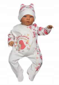 Pajac niemowlęcy z czapeczką - Róże 