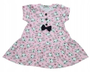  Sukienka dziewczęca bawełniana 80/92 cm różowa w Króliczki