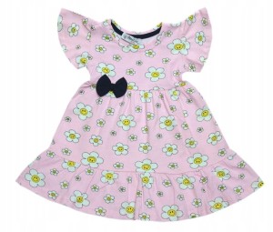 Sukienka dziewczęca bawełniana 80 cm różowa Stokrotka 