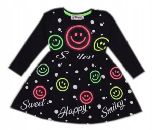  Sukienka dziewczęca bawełniana 80/98 cm neonowa - Happy 