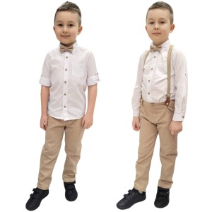  Komplet elegancki na uroczystość 2-9 lat - Beżowy Trójkąty