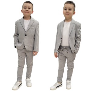 Garnitur sportowy + koszulka 98/152 - szara krata 