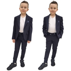  Garnitur elegancki + koszulka 98/152 cm - Granatowy