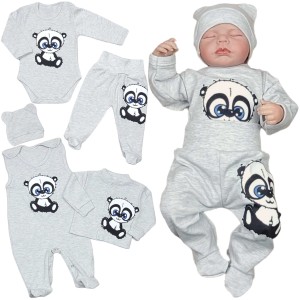 Wyprawka niemowlęca 56-68cm szara - Panda 