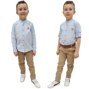 Elegancki komplet dla chłopca 110-140cm - Niebieska koszula