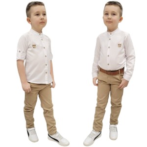 Wizytowy komplet dla chłopca 110-140 cm - Biała koszula