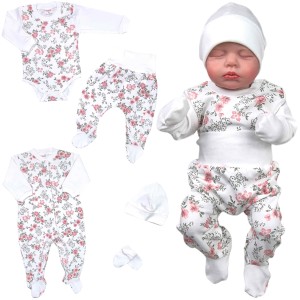 Komplet wyprawkowy dla niemowlaka 5 częściowy 56-62 cm - róże
