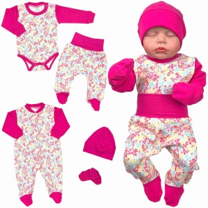 Wyprawka 5 częściowa dla noworodka 56-62 cm - Kwiaty