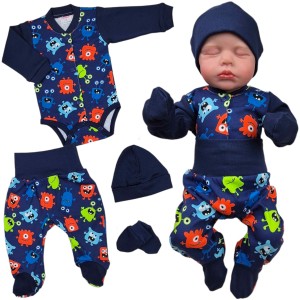  Wyprawka niemowlęca 4 częściowa 56-62 cm - Potworki