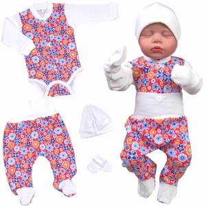 Wyprawka 4 częściowa dla niemowlaka 56-62 cm - Kwiatuszki 