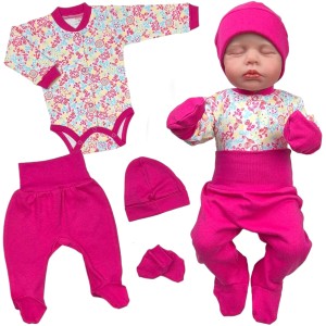 Komplet wyprawka 4 części 56-62 cm - Kwiatuszki 