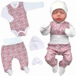 Wyprawka niemowlęca 4 częściowa 56-62 cm - Kwiatuszki