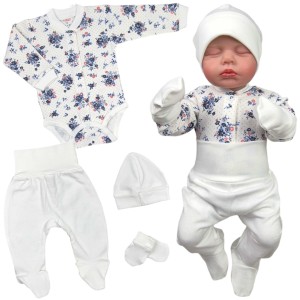 Wyprawka niemowlęca 4 częściowa 56-62 cm - Róże 