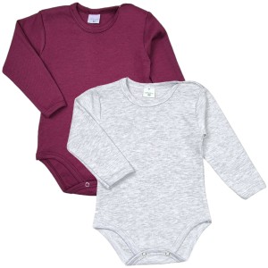 BODY DŁUGI RĘKAW 2-PAK GŁADKIE 80-110 cm - bordo szary