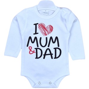 BIAŁE BODY NIEMOWLECE 62-92 CM - I LOVE MUM AND DAD 