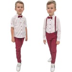 Elegancki wizytowy komplet dla chłopca 2-9 lat - Bordowe wzorki