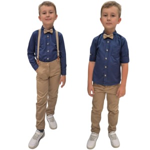 Komplet elegancki wizytowy 110-128cm - Granatowa koszula