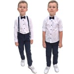 Elegancki wizytowy komplet dla chłopca 2-9 lat - Granatowe wzorki