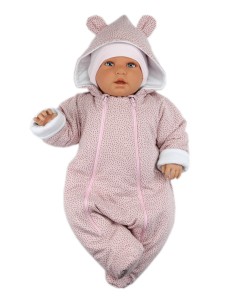 Kombinezon BAWEŁNIANY niemowlęcy - różowe kropeczki